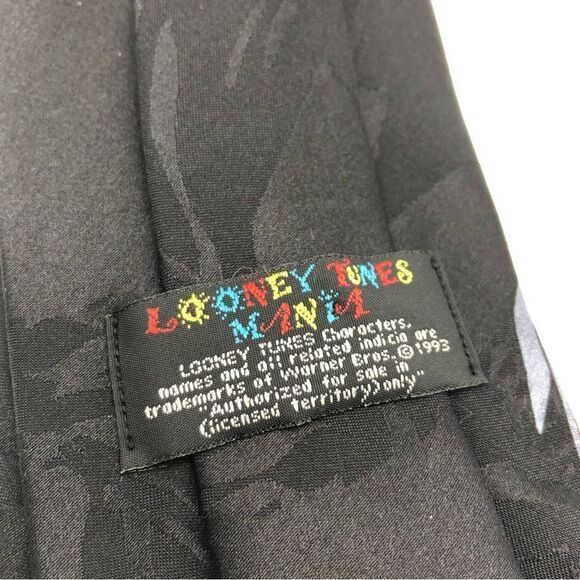 Looney Tunes Character Tie Bugs Bunny Tasmanian Devil Porky Pig Black - Picture 5 of 7